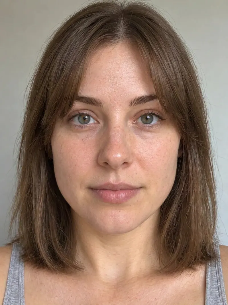 Curtain bangs previewed on a photo in VIPAD