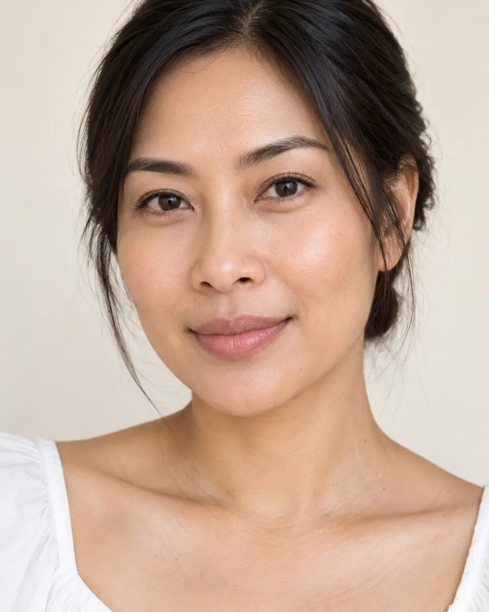 A bare faced portrait with natural lips