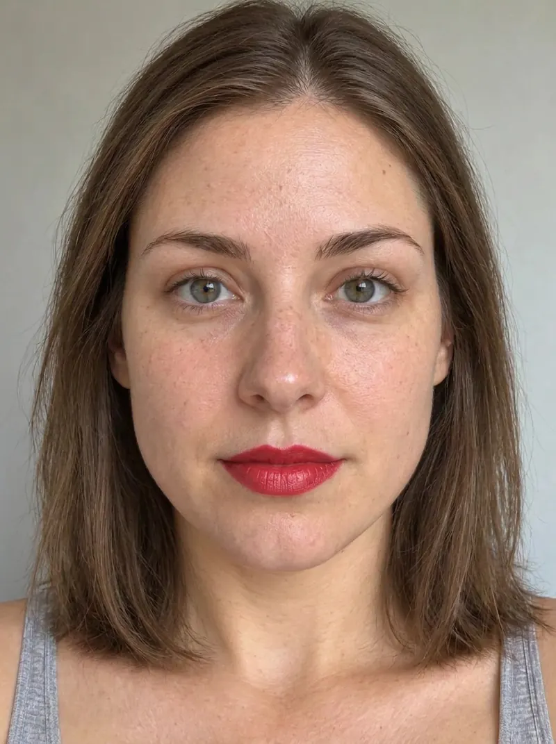 A red lipstick previewed on a photo in VIPAD