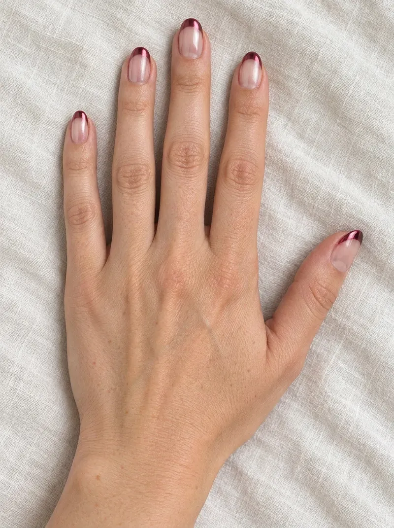 The same hand with burgundy nails in VIPAD