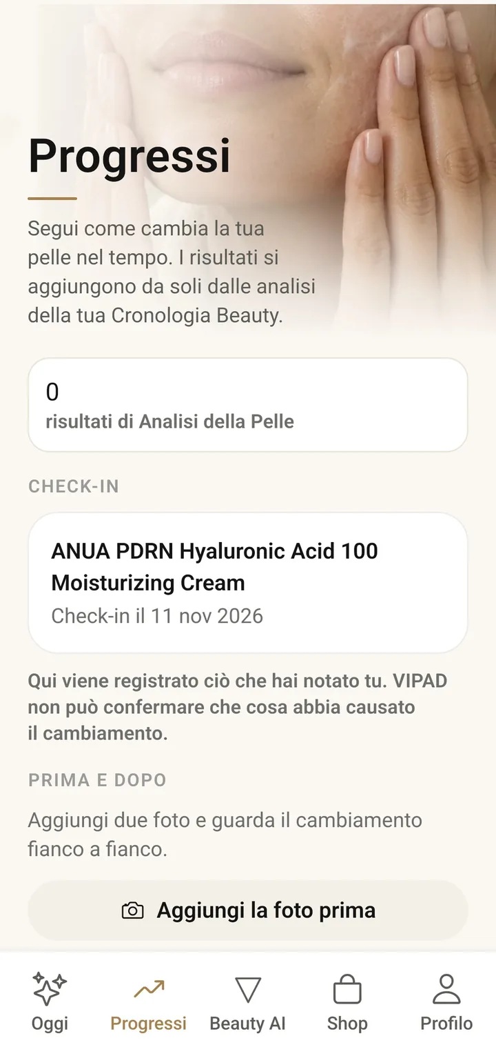 La schermata Progressi in VIPAD