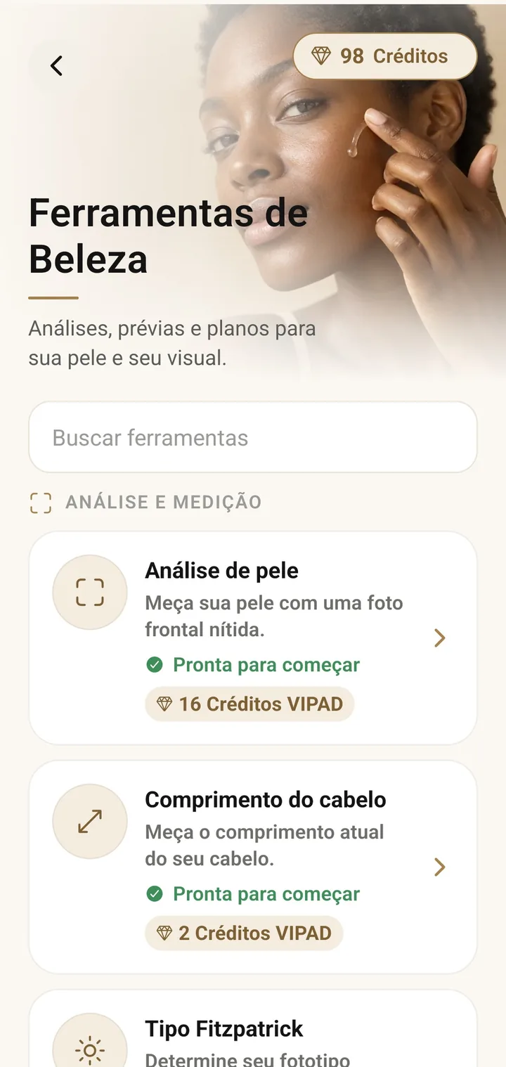 A lista de Ferramentas de Beleza na VIPAD
