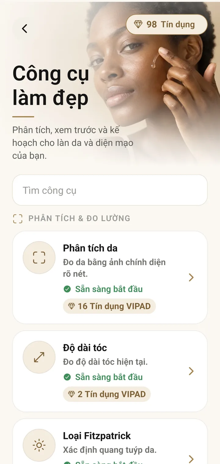 Danh sách Công cụ làm đẹp trong VIPAD